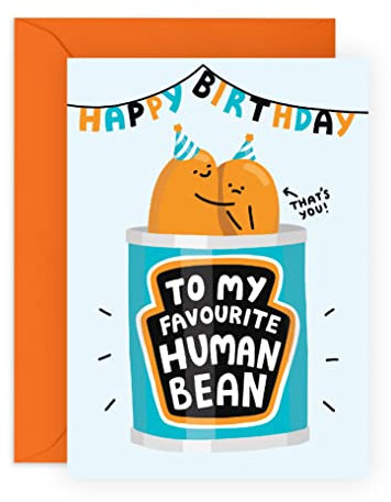 Central 23 Boyfriend Birthday Card - Best Friend Birthday Card - 'My Favorite Human Bean' - Sweet Bday Cards For Mum And Dad - Girlfriend Wife Husband - Comes With Fun Stickers - Made In The UK