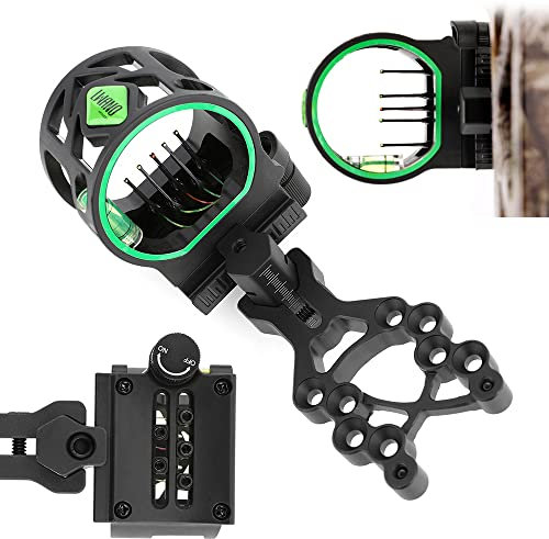 wolfman Compoundbogenvisier 5-pin 0,019 Faseroptik Mikroeinstellung Bogenvisier Jagdvisier für Bogenschießen Compoundbogen Zubehör für rechte und Linke Hand