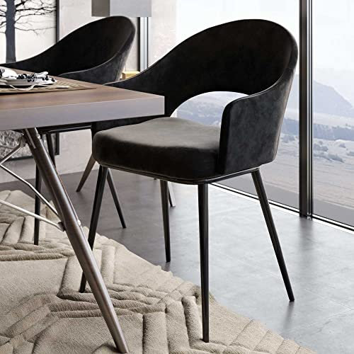 GGMMÖBEL Diana | 2-er Set | Designerlstuhl | Samt | Schwarz | Samtstuhl | Hotelstuhl | Restaurantstuhl | Esszimmerstuhl