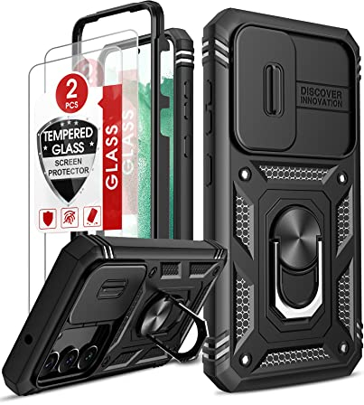 LeYi Handyhülle für Samsung Galaxy S23 Hülle mit Kameraschutz & kompatibel mit Panzerfolie Displayschutz, Full 360 Grad Ständer Schutzhülle Militär Outdoor Handy Hülle S 23 Hard Kickstand Schwarz