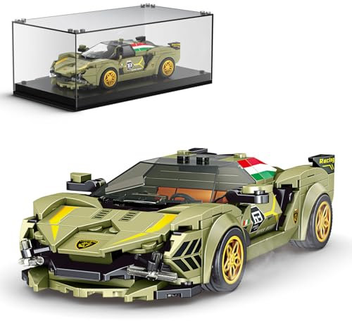 Mould King Age 8+ 27003 Speed Champions Racing Car Building Blocks With Acrylic Display Case Super Car Building Toys Kits Collectible Race Car Toy Vehicle Model Cars for 8+ Kids(333 Pcs)