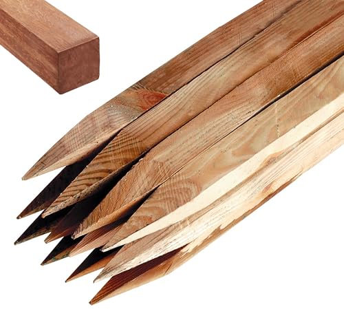 Garden Stakes by Circle of Trust, 1.2 M Long Wooden Stakes for Plant & Tree Support (Pack of 5) - Pressure Treated Timber - 32mm Thickness Natural