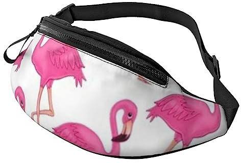 Eiffelturm Love Paris Sport Hüfttasche Reise Bauchtaschen mit Reißverschluss und Kopfhörerloch, Laufgürteltasche mit verstellbarem Gürtel für Damen und Herren, Rosa Flamingo, Einheitsgröße