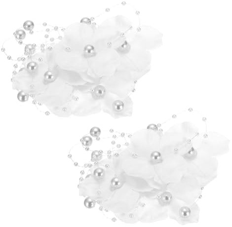 PATIKIL Flower Pearl String Beads Garland, 2 Pcs 4.3 Ft Artificial Pearl Wire Garland for Christmas Tree Party DIY Craft Home Wedding Decorative, White