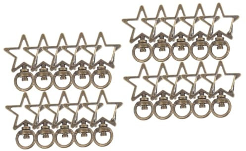 NUOBESTY 20 Stk Schlüsselanhänger Tasche Machen Schnalle Lanyard Clips Karabinerhaken Koffer Hakenverschluss Schlüsselbandhaken Lanyards Masse Zinklegierung Sternform Haarnadel Liebhaber