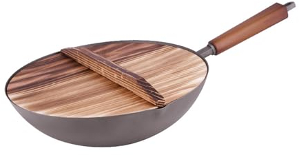 YOtat Wok De Titanio Puro, Sartén De Titanio Ultraligera, Wok De Titanio Puro Sin Recubrimiento, Sartén Antiadherente, Wok Ligero De Titanio Puro para Saltear