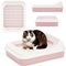 Katzentoilette Schalentoilette Katzenklo + Abnehmbarer Hochrand + Reinigungssieb Rosa
