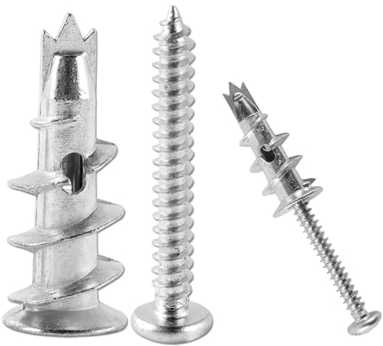 40 pezzi Tasselli per cartongesso,Tasselli per Cartongesso,autoforanti, tasselli autofilettanti, tasselli per cavità in metallo con viti, asselli con viti per il fissaggio in pietra,mattoni,cemento