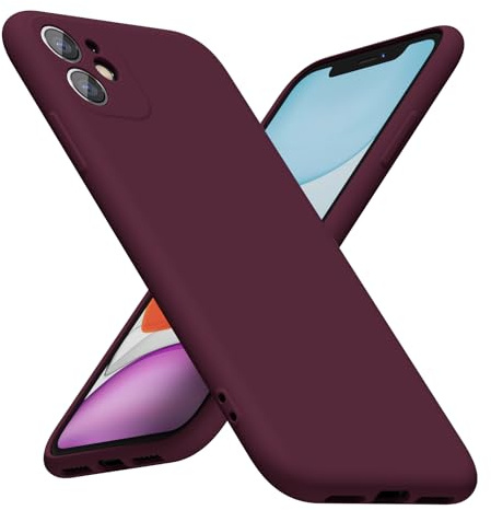 LoeoeL for iPhone 11 Phone Case Silicone, Minimalist Ultra Thin Slim Soft Rubber Gel Solid Color Matte TPU Cute Case for Women Men, Girly Plain Aesthetic Design & Camera Cover, Burgundy Maroon