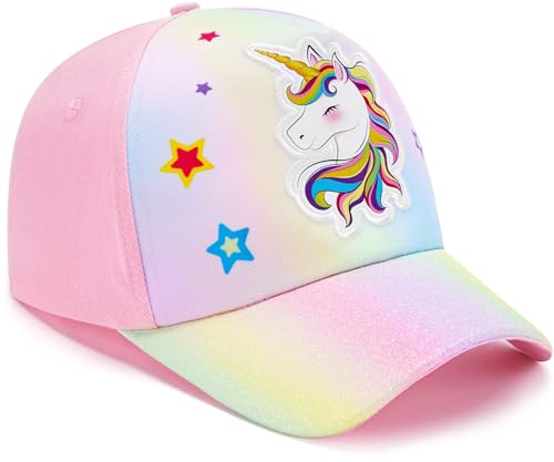 WAWSAM Einhorn Mädchen Baseballkappe Verstellbarer Basecap Kinder Snapback Trucker Cap Baumwolle Cappy Mädchen Mütze Sonnenhut für Reisen Schule Outdoor Sportarten