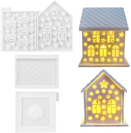 Silikonformen Gießformen Häuser Kerzenhalter, 3D Silikonform Zum Gießen, Gips Haus Giessformen, Kerzenhalter Silikonform, Weihnachten