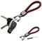 deemars Autoschlüsselanhänger aus echtem Leder, Autoschlüsselhalter mit 360 Grad drehbarem D-Ring und Schraubendreher, Woven Strap Braided Rope Schlüsselanhänger Universal für Männer (Schwarz Rot)