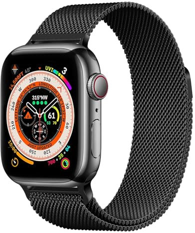 DUGRAFT Watch Band Compatible with Apple Watch Strap 38 40 41 42 44 45 49mm, Magnetic Metal Woven Smartwatch straps replacement Strap for Series 9 8 7 6 5 4 3 SE Ultra 2 1 (38/40/41MM, Black)
