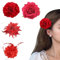 DHWEKU 4 PCS Pince à Cheveux Fleur Barrette Fleur Rouge Artificielle Fleur Clip à Cheveux Broche Corsage Poignet Décoration de Fête Vacances