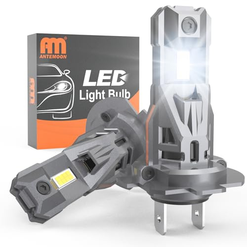 ANTEMOON H7 LED Headlight Bulbs, 100W 20000LM 600% Brighter 6500K Cool White 12V LED High Low Beam Bulb, Wireless Halogen Replacement, Non-polarity Plug and Play, Pack of 2