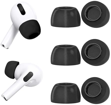Ersatz-Ohrstöpsel für Airpods Pro mit Loch zur Geräuschreduzierung, Durable 3 Pairs Soft Memory Foma Ear Tips for AirPods Pro Suitable for The Charging (L, Schwarz)