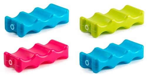 Acan Tradineur - Pack de 4 Acumuladores de Frío para Latas - Fabricado en Plástico - Ideal para Mantener la Temperatura en tu Nevera portátil - 21,5 x 9,5 x 5 cm - Color Aleatorio