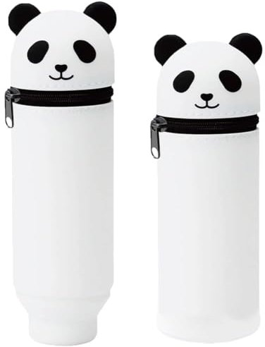 YUPDFGB Kawaii Federmäppchen Federmäppchen aus Weichem Silikon 2 Stück Kawaii Federmäppchen 2 in 1 aus weichem Silikon Cartoon Bleistifthalter für Teenager (Panda3)