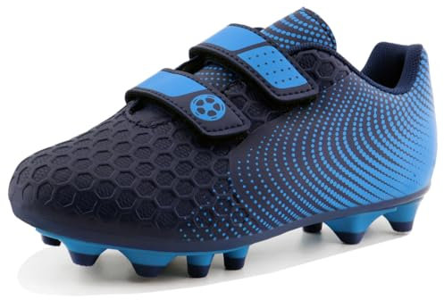 AQTDUAJ Chaussures de Football Fille Enfant Antidérapant Basses Baskets Garçon Chaussures de Sport pour Extérieur Été Bleu 30 EU Crampons Adolescents