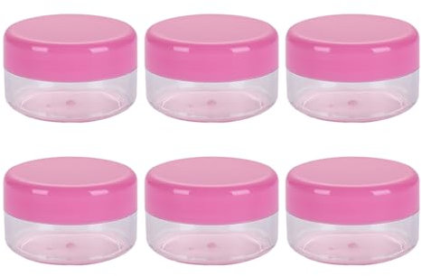 6 Pièces Contenants Cosmétiques, 5 ml Pots D'échantillons de Voyage, Cosmétiques Vides, Ronds Clairs, Petits en Plastique pour Crème, Échantillons, Poudre, Baume à Lèvres