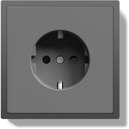 BSEED Enchufe Schuko Empotrada, Enchufe de Pared 16Amp con Marco de PC, Enchufe Individual con Garras, 1 Gang Gris