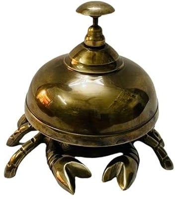 Campana di granchio in ottone, finitura anticata, campana ornata, campana da tavolo, campanello di servizio, campanello di chiamata per casa e ufficio