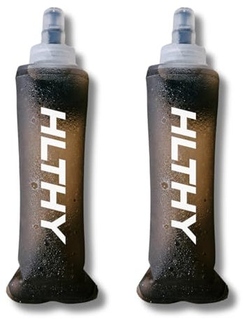 HLTHY Soft Flask Water Bottle for Running - Collapsible for Running Hydration Vest - Foldable Bottle (2 x 250ml) (2 x 500ml)