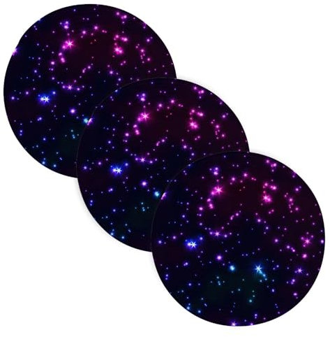 Extra Large Trivet Mat for Crock Pot Blue and Purple Glittering Shiny Stars 3 Pcs Cotton Thread Weave Heat Resistant Mat for Hot Pot House Decor