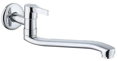 SXWYLZ Rubinetto A Muro Cucina Ottone Rubinetto A Muro Lavatoio Acqua Fredda Prolunga per Rubinetto Lavandino Cucina Universale Cromato