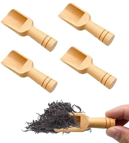 4 Pcs Wooden Scoops for Children Natural Wooden Scoop Bath Salts Spoon for Powder Wooden Scoops Kitchen Salt Spoon Wooden Teaspoons Laundry Scoop Washing Powder Scoop Spice Small Scoop