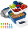 Bento Box Lunchbox, Aauslaufsicher Salatbehälter, 1500ML Bento Box, Brotzeitbox für Kinder Erwachsene, Salatbehälter Wiederverwendbar mit 3 Fächer für Schule, Arbeit, Picknick, Reisen, Camping (Blau)