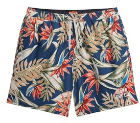 Superdry Herren 43cm Lange Badeshorts mit Hawaii-Print
