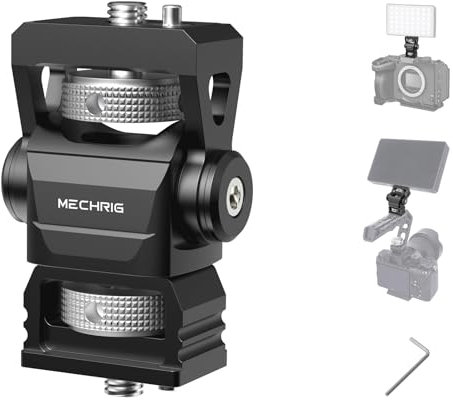 Mechrig Camera Monitor Mount with 1/4″ Screw, Aluminum Field Monitor Mount for Monitor Video Light Microphone Cage, Monitor Mount Holder 360° Swivel & 180° Tilt Damping 11lb Load Capacity (63144)