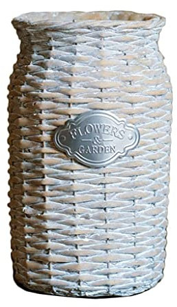 Grande vaso da fiori in cemento finto vimini intrecciato per giardino fioriere uniche per piante vasi colorati 17 x 17 x 31,5 cm