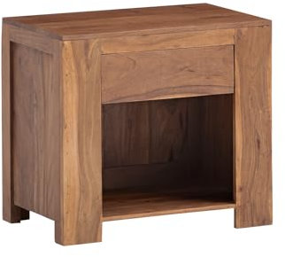 Woodkings Nachttisch Osbon | Nachtkommode 55x50x35 Kompakt aus Massivholz | Beistelltisch für Schlafzimmer & Wohnzimmer | Nachtschrank mit Schublade & Ablage