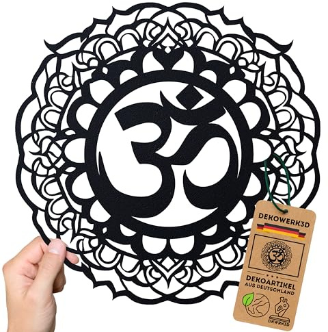 DKWRK3D Mandala Om Wanddeko - Spirituelle Wandkunst - ohne Bohren - Hinduismus Symbol Wanddekoration - Indisch Wandtattoo - Garten - Wohnzimmer Küche Flur - Wandbild aus Kunststoff