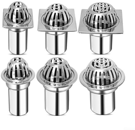 Griglia di protezione per grondaia in acciaio inox, anti blocco, filtro per scarico del pavimento, per balcone, giardino, patio, sistema di protezione dal drenaggio (quadrato, 7,6 cm)