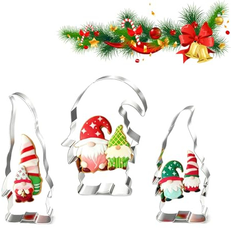 Kezidhp Plätzchen Ausstecher, 3 Stück Ausstechformen Edelstahl, Ausstecher Wichtel, Keksausstecher Weihnachten, Ausstechformen Weihnachten, Cookie Cutter für Backen Fondant Torten