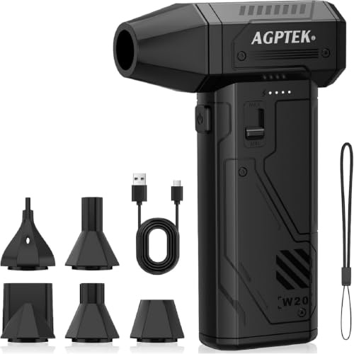 AGPtEK Electric Air Duster 260000RPM Compressed Air Duster Cordless Blower | Rechargeable Jet Fan with 3-Gear Adjustable & Stepless Hand Held Blower with Brushless for Computer, House, Outdoor and Car