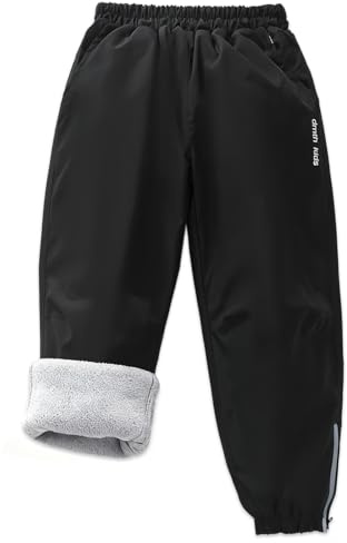 Exemaba Kids Waterproof Trousers Fleece Lining Girls & Boys Winter Warm Snow Pants for for Walking, Travelling, Hiking