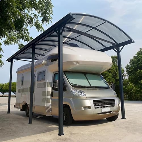 X-Metal Carport Aluminium 18,3m² pour Camping Car | Structure Anthracite avec Panneaux Polycarbonate 6mm | Hauteur 360cm, Gouttières Intégrées, Résistant aux Intempéries