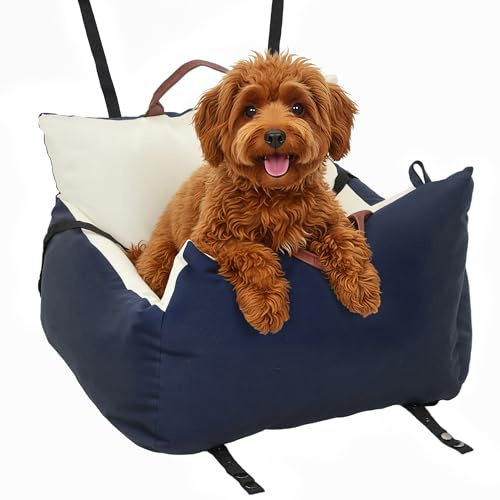 PawHut Seggiolino Auto per Cani Piccoli Sfoderabile Lavabile Blu Navy
