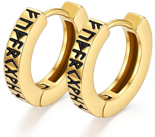 ChainsPro Ohrringe Wikinger Rune Ohrringe für Herren Damen Edelstahl Nordischer Wikinger Rune Creolen Ohrstecker Punk Stil Piercing Ohrschmuck, Geschenke für Paare