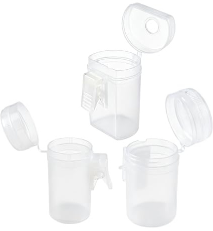 Qury 3 PCS Clamp Type Bait Cup with Rotating Lid Accessory,Transparent White Fishing Rod Clip Feeder Cup