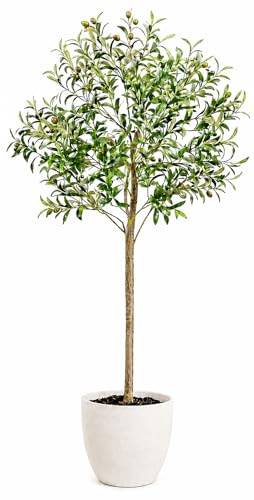edihome, Planta Artificial Grande, Olivo 150 cm – Decorativas, Árbol, Decoración Hogar, para Interior, Oficina, Hoteles, Eventos, Planta Artificial Realista con Detalles Mediterráneos (Olivo, 150)