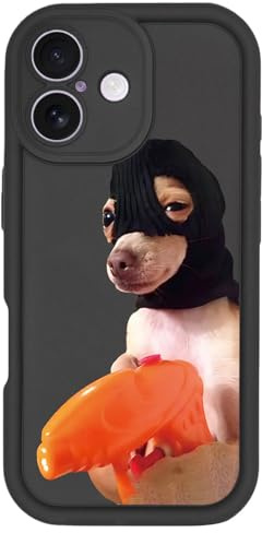 Funny Water Gun Dog Cute Phone Case for iPhone 12, Black | Soft TPU, Slim Fit, Anti-Slip, Non-slip Grip, Shockproof Protective,Raised Edges for Screen & Lens, for Women Men