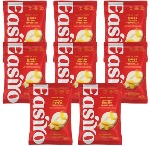 EasiYo Mango Joghurt 8er-Pack | Jeder Beutel ergibt 1kg | Tropisch-Süßer Genuss | Hausgemachter Joghurt | Glutenfrei & Vegetarisch