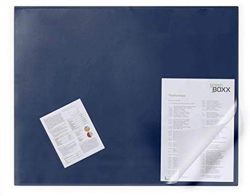 Durable Schreibtischunterlage (mit transparentem Overlay, 650 x 520 mm) 1 Stück, dunkelblau, 720307