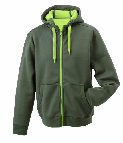 James & Nicholson - Felpa, uomo, Colore Verde - olive/lime-green, Taglia S