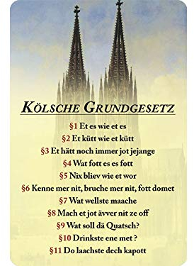 Kölsche Grundgesetz als Blechschild 20x30 cm Kölsches Karneval Kölle Cologne Dom